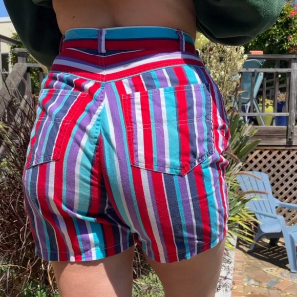 Vintage 9001 high waisted rainbow jean shorts - Picture 4 of 5